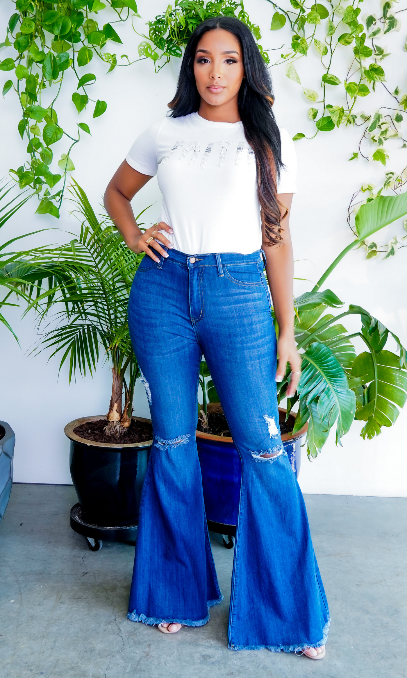 Flare Jeans | High Waisted Denim Jeans - Cutely Covered