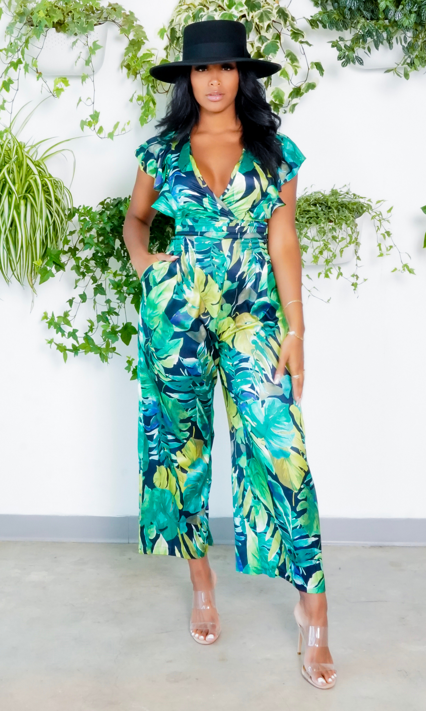 Masterpiece | Tropical Lace Back Jumpsuit FINAL SALE - Cutely Covered