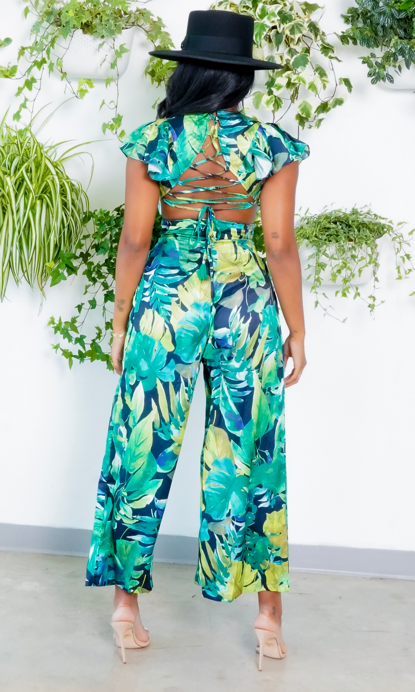 Masterpiece | Tropical Lace Back Jumpsuit FINAL SALE - Cutely Covered