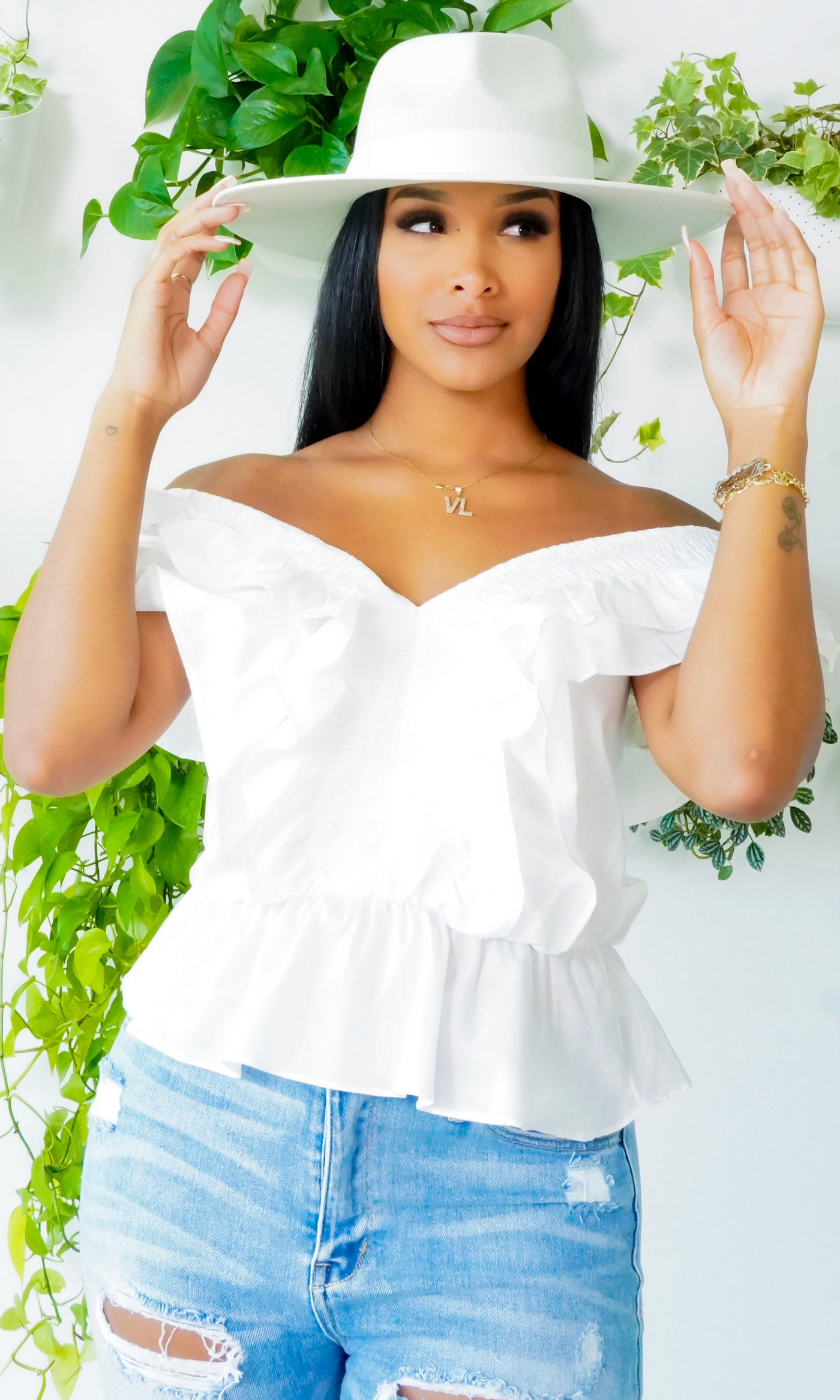 White off the shoulder top FINAL SALE - Cutely Covered