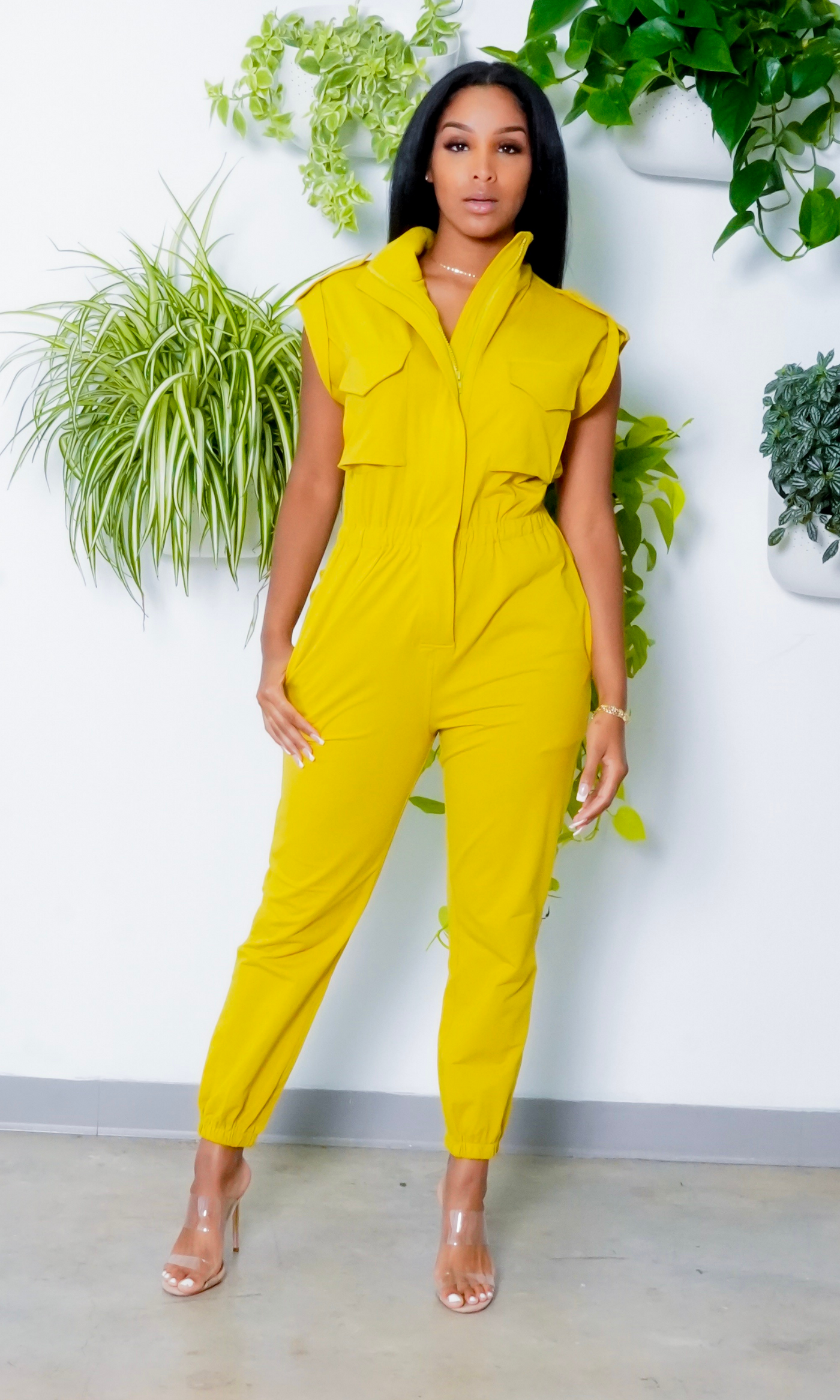 At Ease Jumpsuit- Chartreuse PREORDER Ships end of June - Cutely Covered