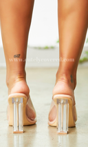 Cinderella | Clear Strap Block High Heel Mules - Cutely Covered