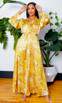 O Ring Gold Print Dress - Cutely Covered