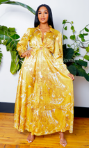 O Ring Gold Print Dress - Cutely Covered
