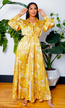 O Ring Gold Print Dress - Cutely Covered