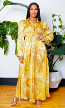 O Ring Gold Print Dress - Cutely Covered