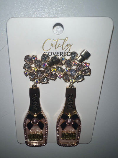Rosé Champagne Earrings - Cutely Covered