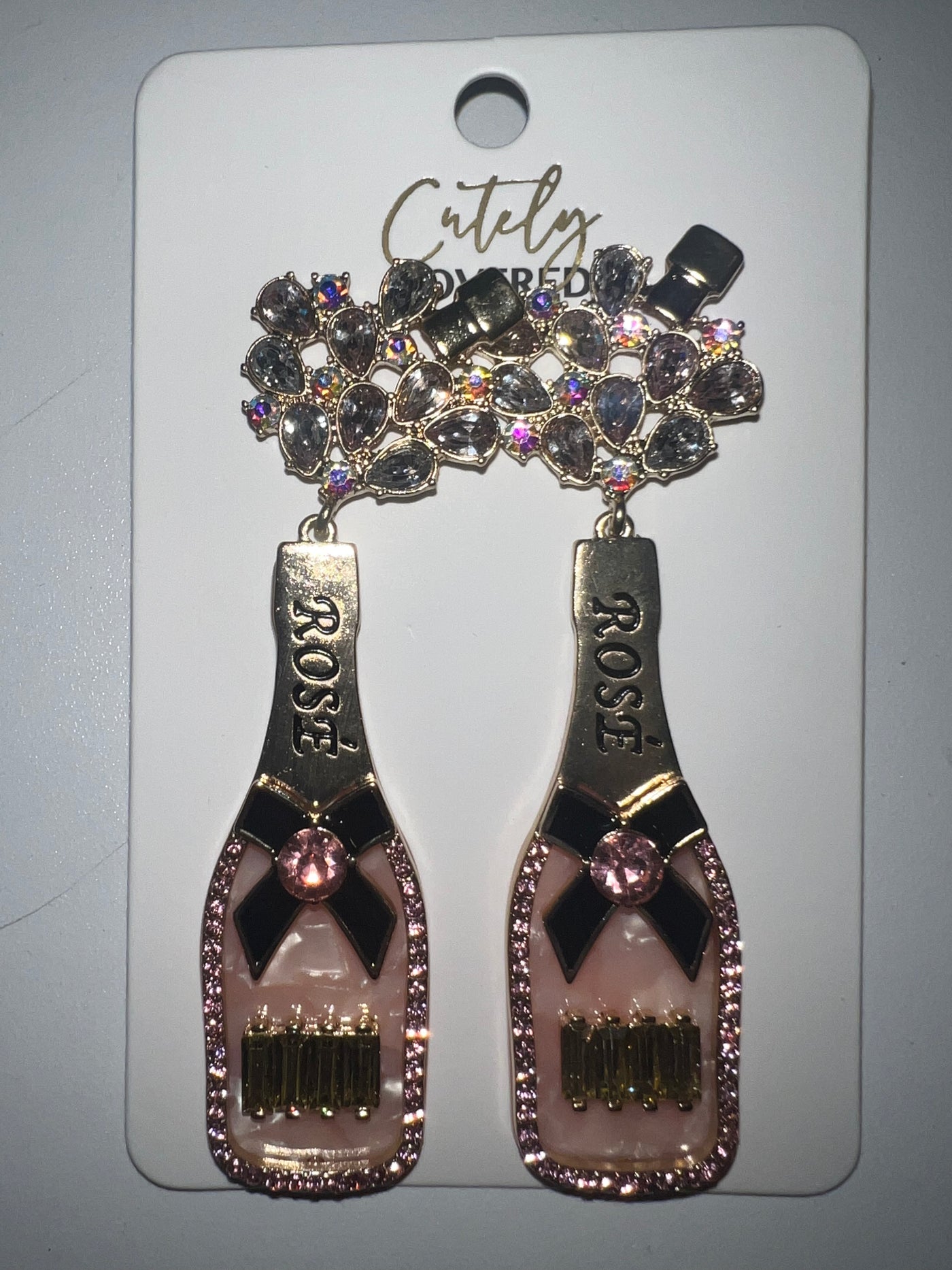 Rosé Champagne Earrings - Cutely Covered