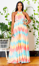 Pastel Chevron Print Maxi - Cutely Covered