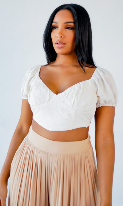 Stella I Open Back Embroidered Top - White - Cutely Covered