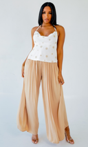 Daisies - Open Back Embroidered Top - Cutely Covered