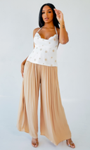 Daisies - Open Back Embroidered Top - Cutely Covered