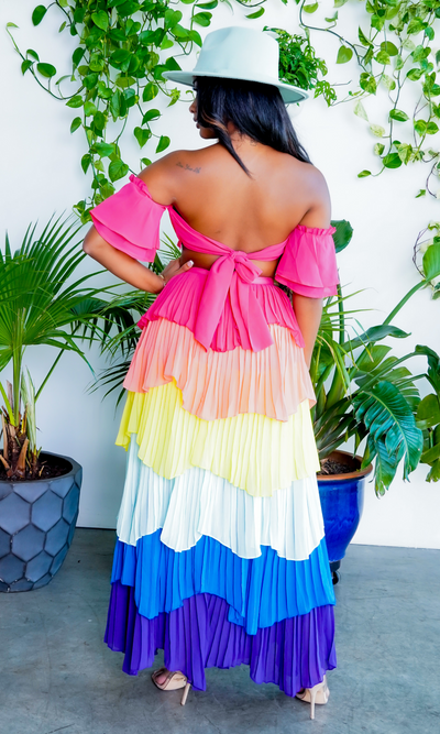 Take You To Paradise | Ruffle Colorful Skirt Set - Cutely Covered