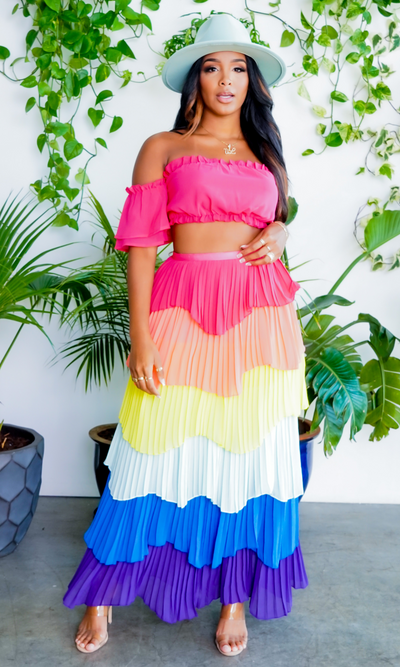 Take You To Paradise | Ruffle Colorful Skirt Set - Cutely Covered