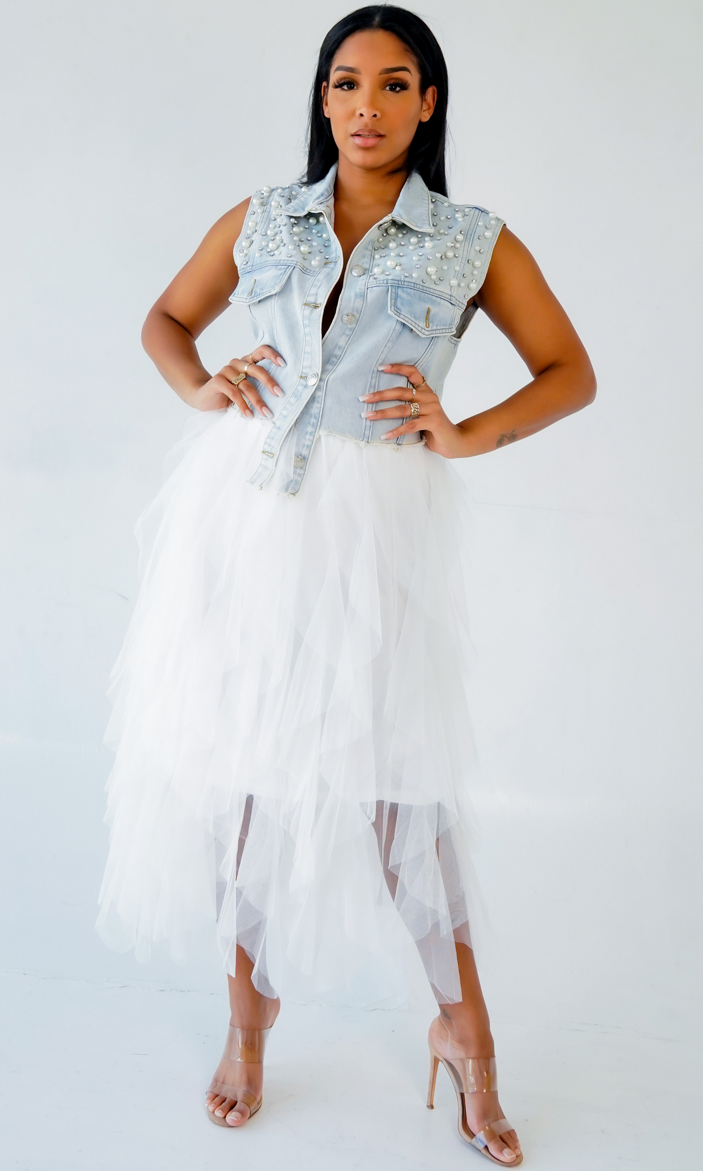 Layered ruffle skirt sales white