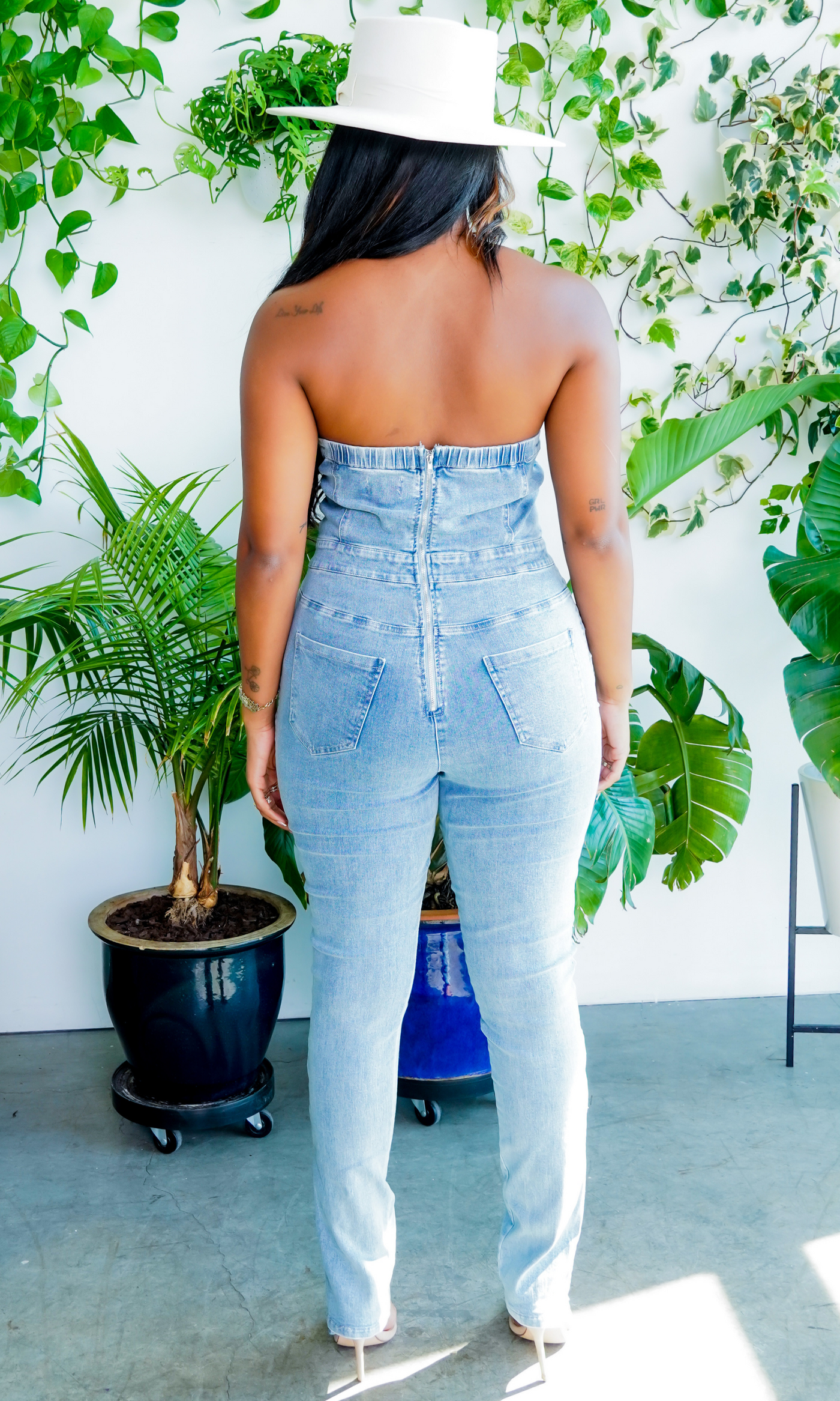 Lace Up Denim Jumpsuit - Cutely Covered