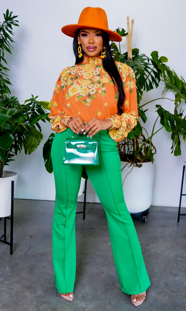 Classy Plain Pants - Green - Cutely Covered