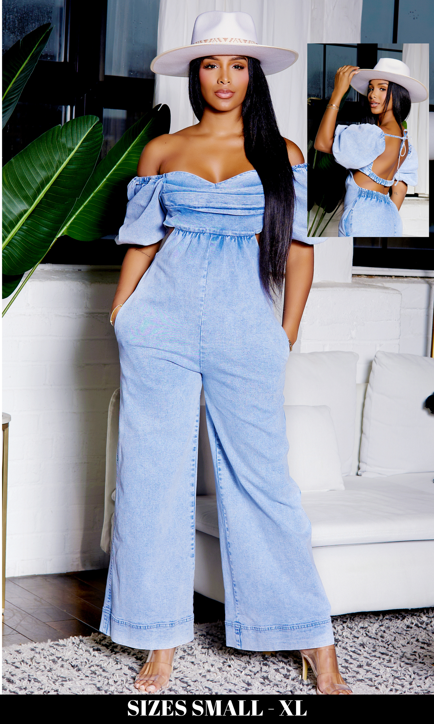Own The Room | Cut-Out Denim Jumpsuit PREORDER Ships End March - Cutely Covered