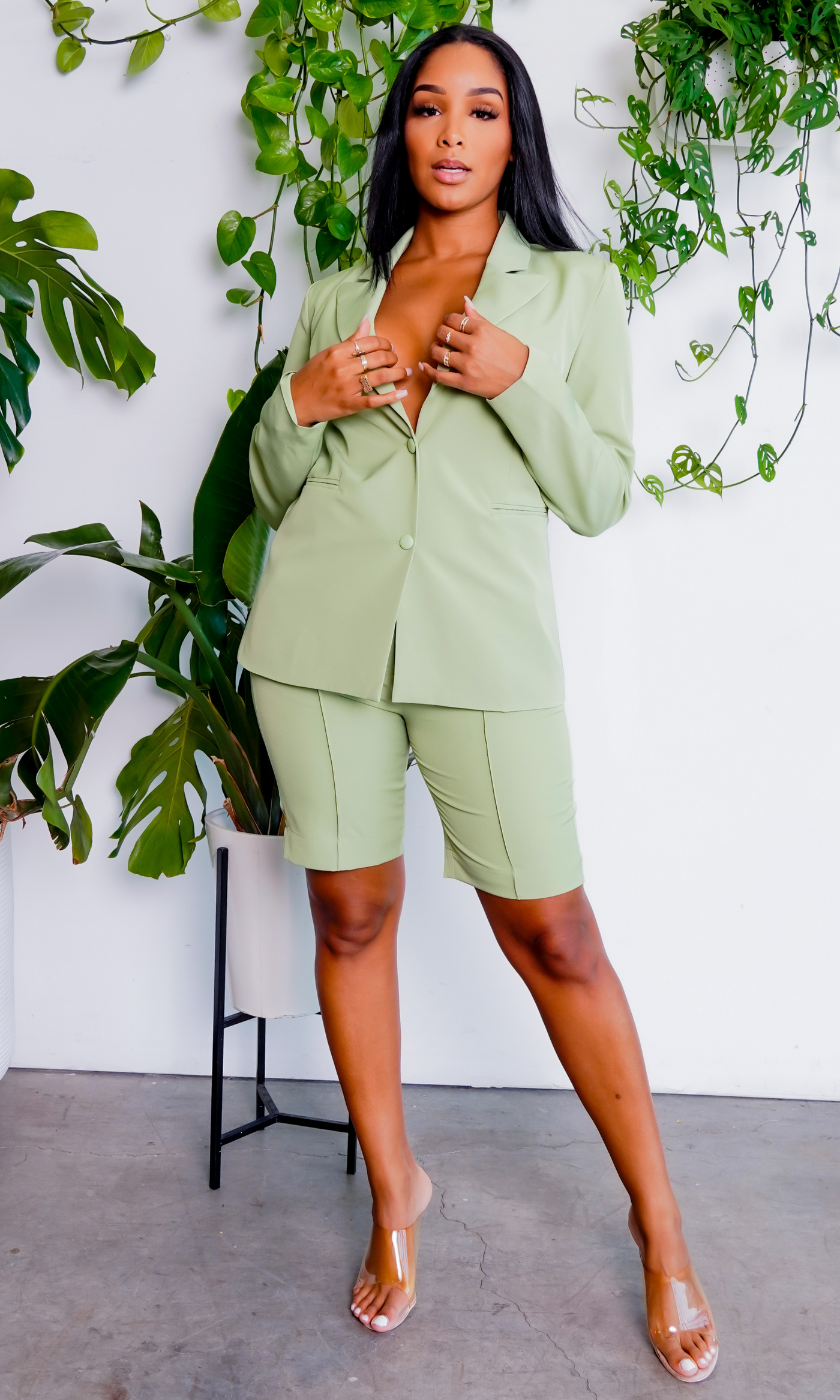 Green shorts 2025 and blazer set