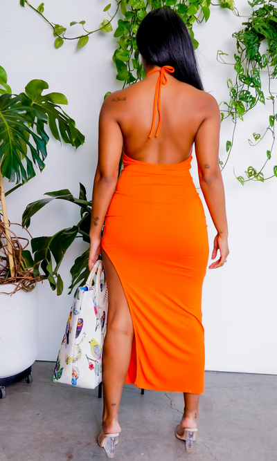 The View| Halter Split Dress - Orange - Cutely Covered