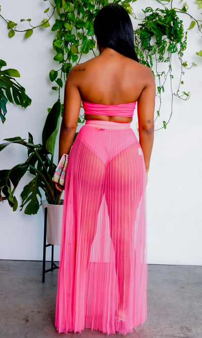 Fun In The Sun | Bandeau Bikini Skirt Set - Pink - Cutely Covered