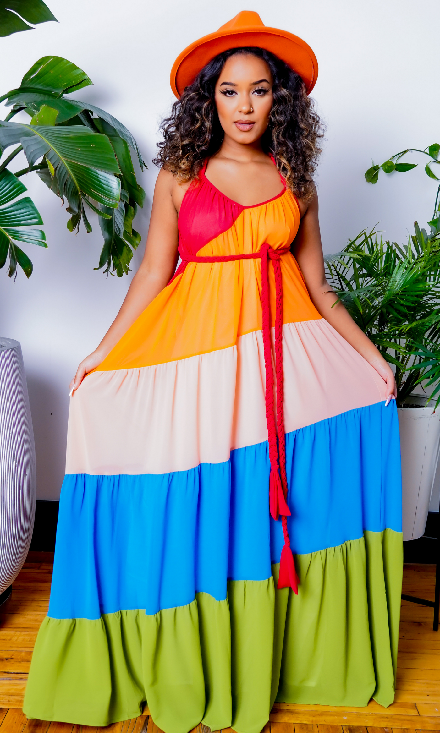 Joyful Strip Color Block Maxi Dress - Cutely Covered