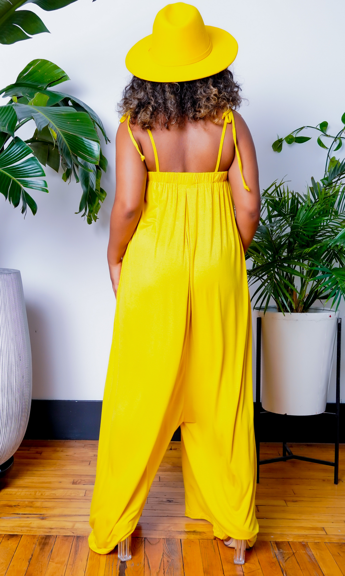 Miriam | Spaghetti Strap Harem Jumpsuit  - Gold - Cutely Covered