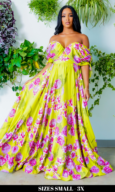 Peony | Floral Long Dress - Couture Final Sale - Cutely Covered