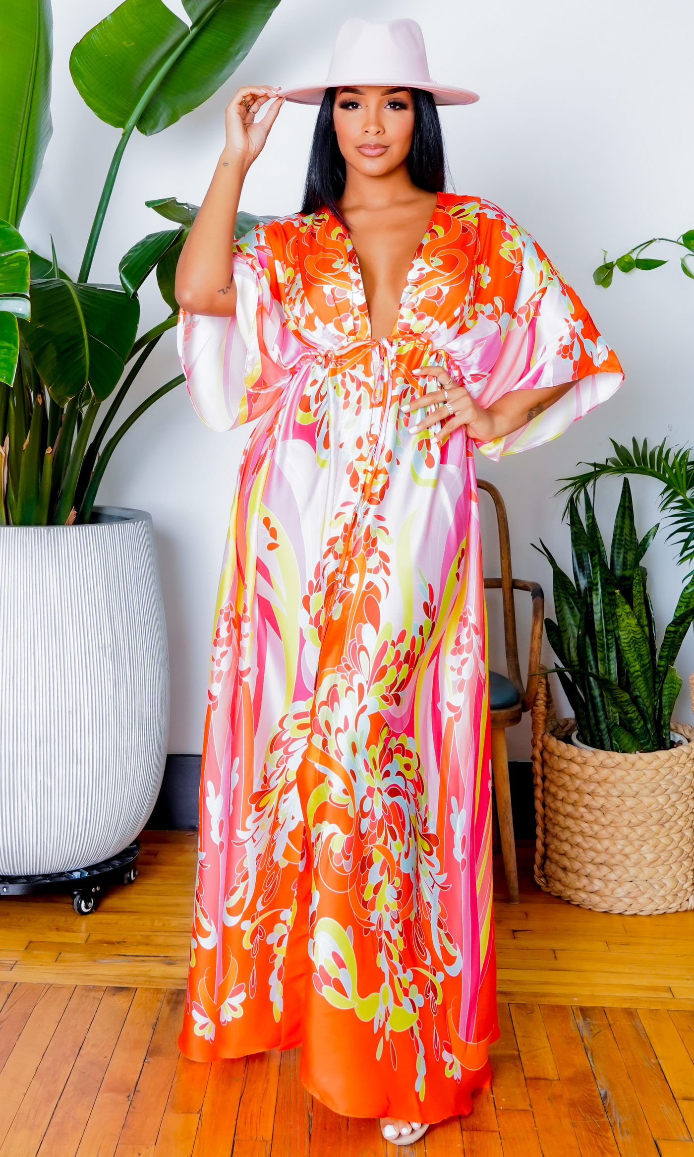 Take Me To Paradise |Satin Kimono Dress - Cutely Covered