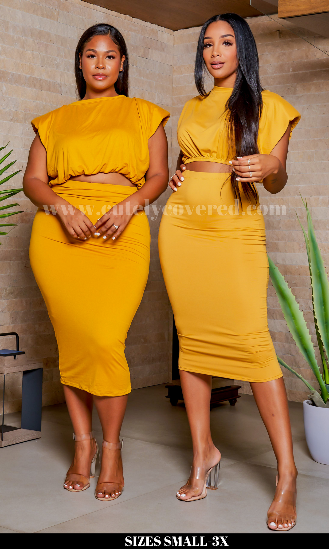 Yellow Two Piece Skirt Set - Cutely Covered