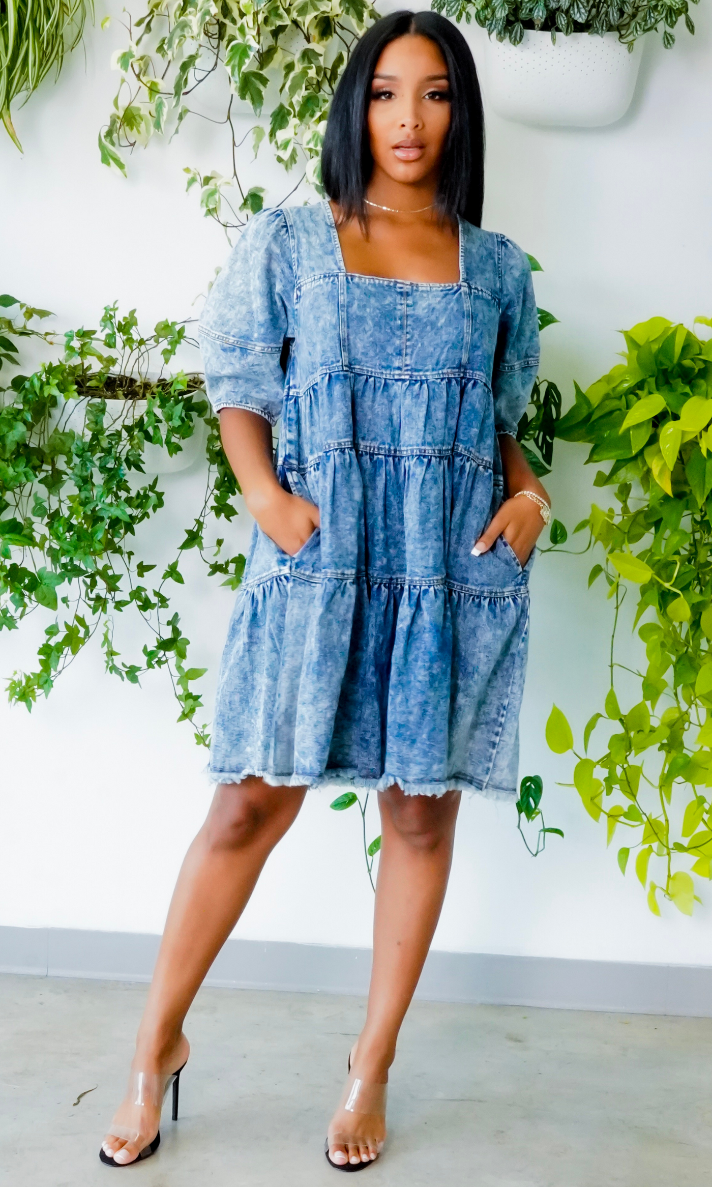 FAB | Oversized Denim layered dress - Cutely Covered