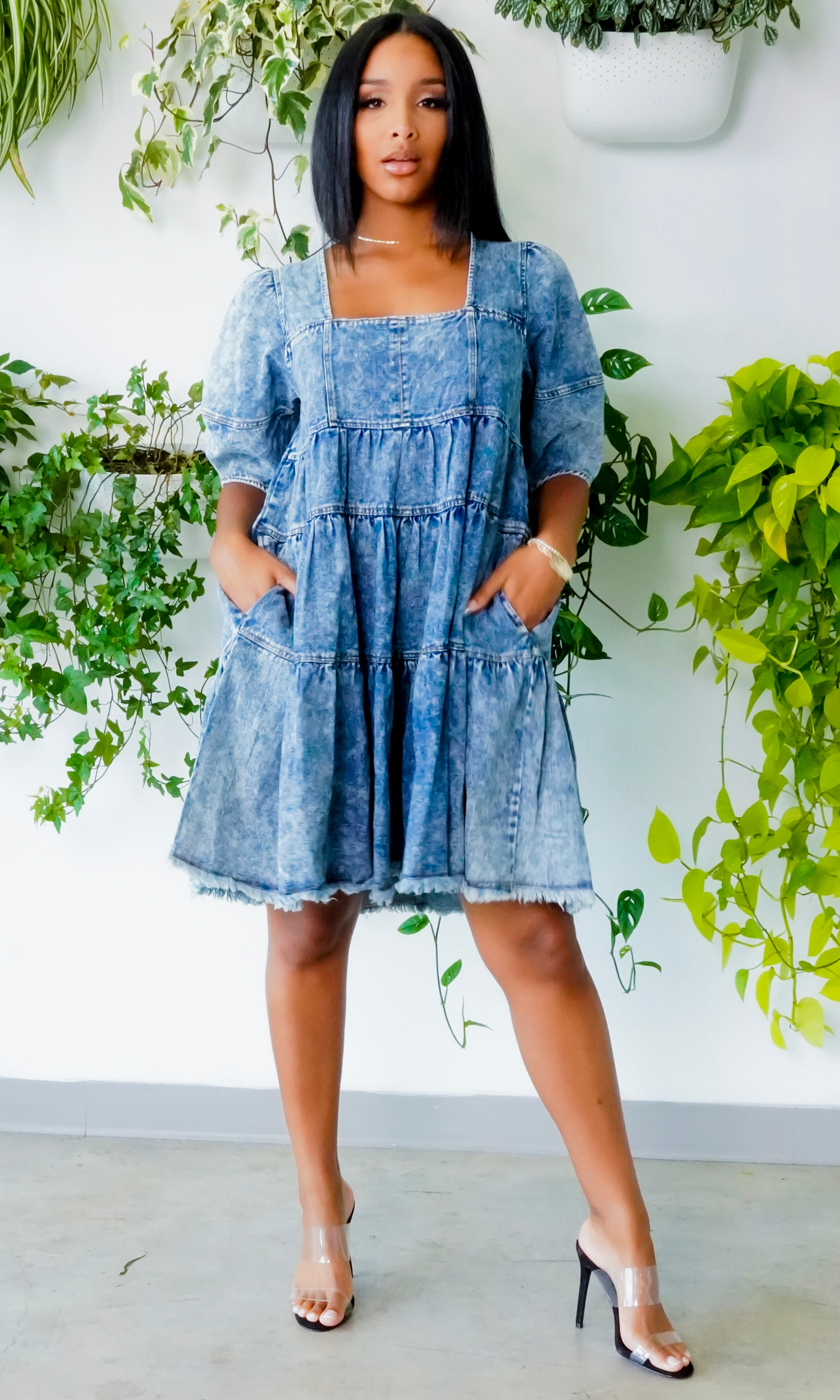 FAB | Oversized Denim layered dress - Cutely Covered