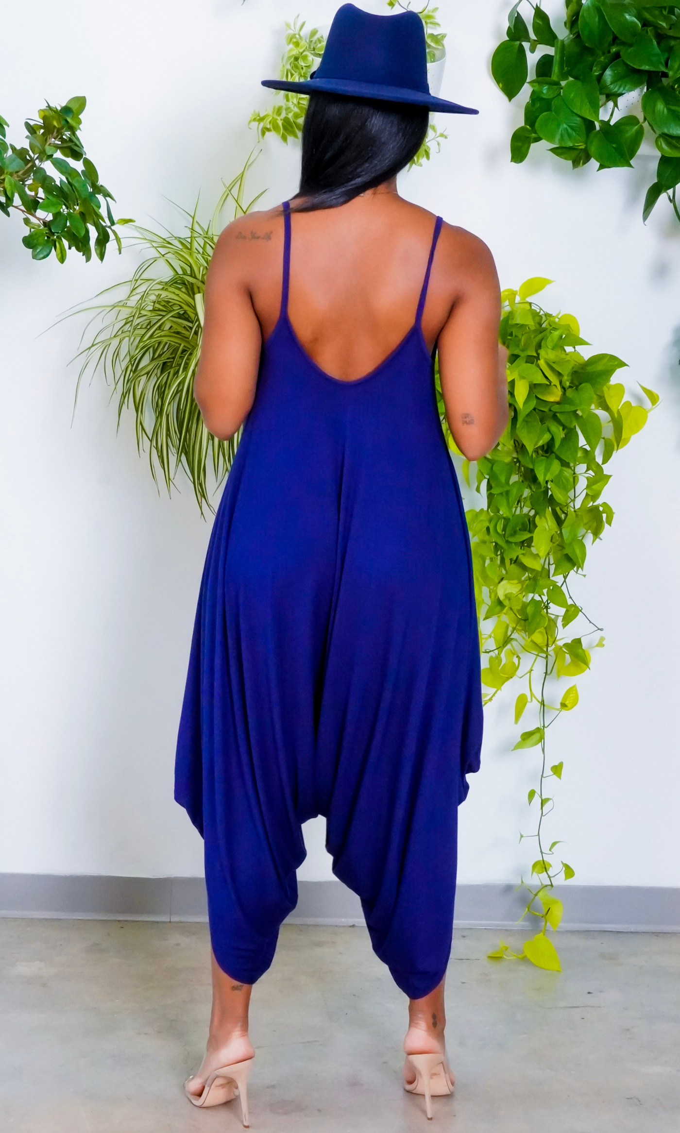 Chic Loose Harem Jumpsuit - Navy - Cutely Covered