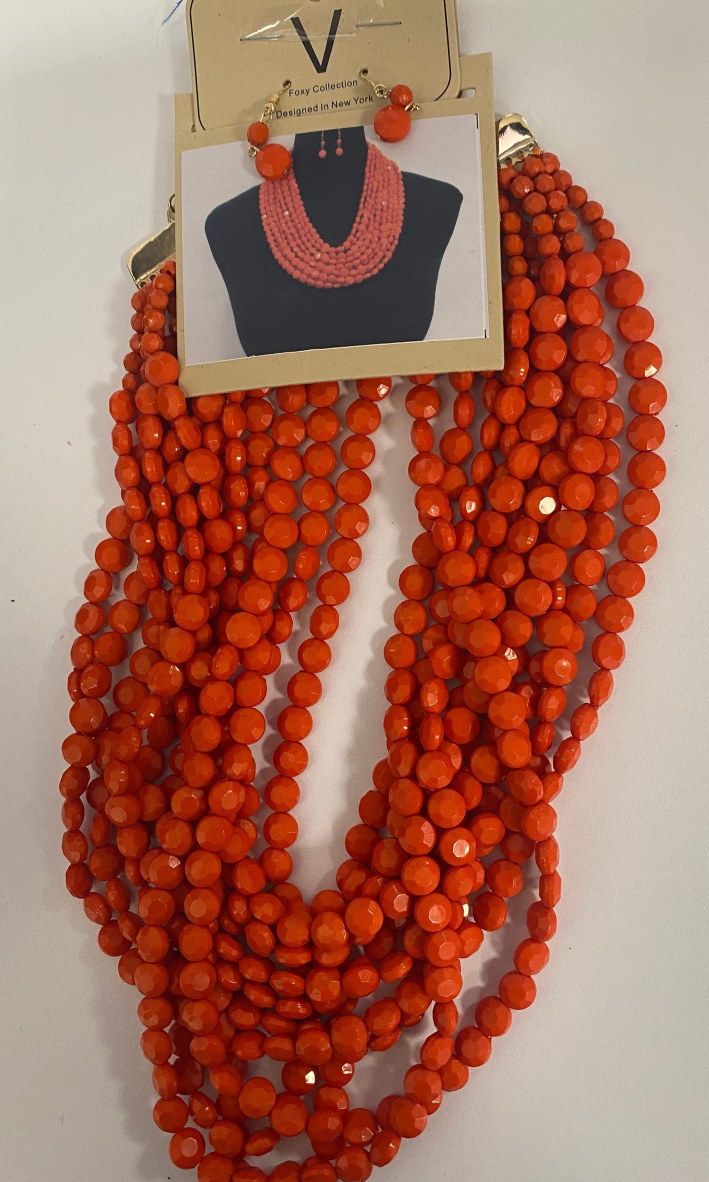 Beaded Bae |  Beaded Necklace Set - Bright Orange - Cutely Covered