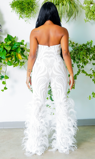 Take Me Away| White Hand Beaded Jumpsuit - Couture Final Sale - Cutely Covered