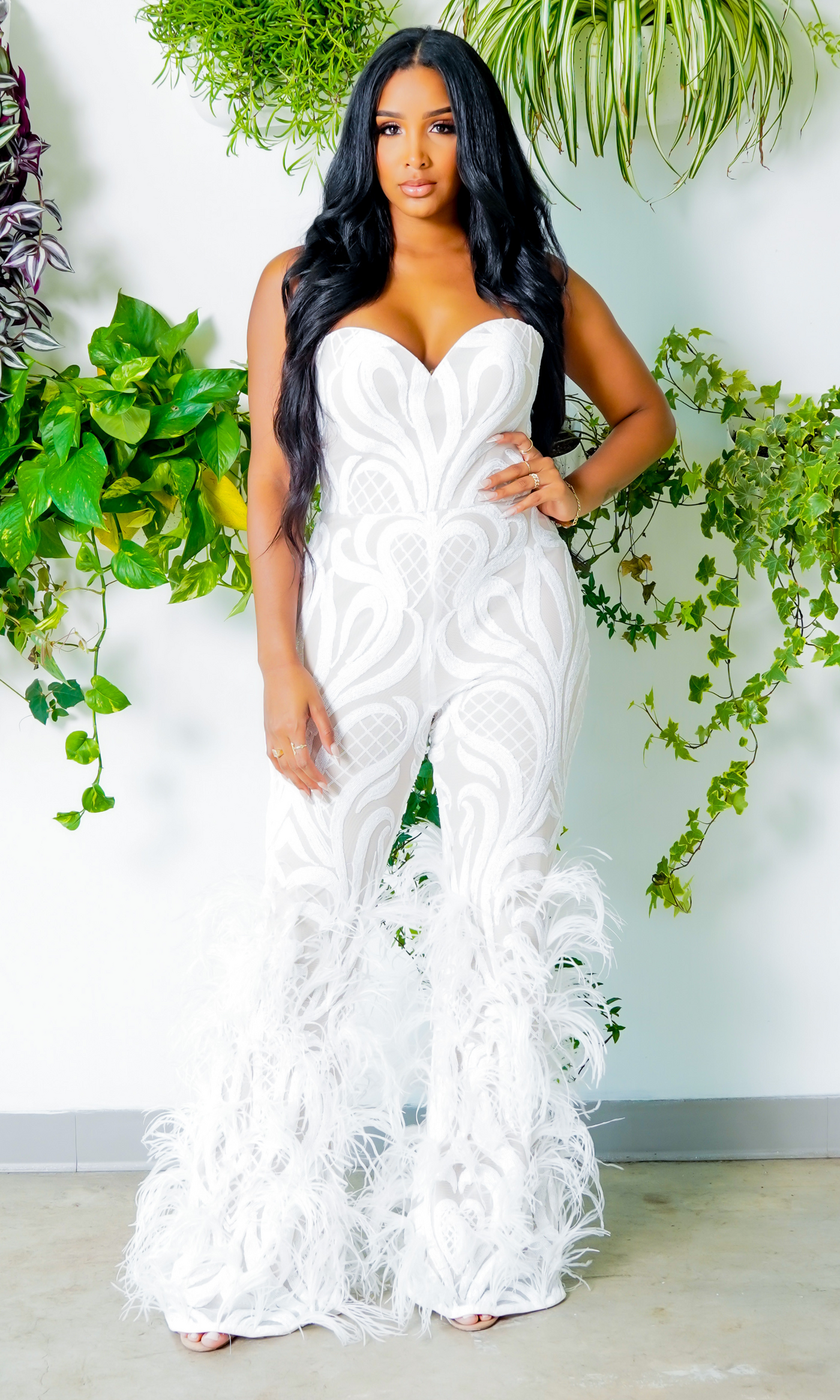 Take Me Away| White Hand Beaded Jumpsuit - Couture Final Sale - Cutely Covered