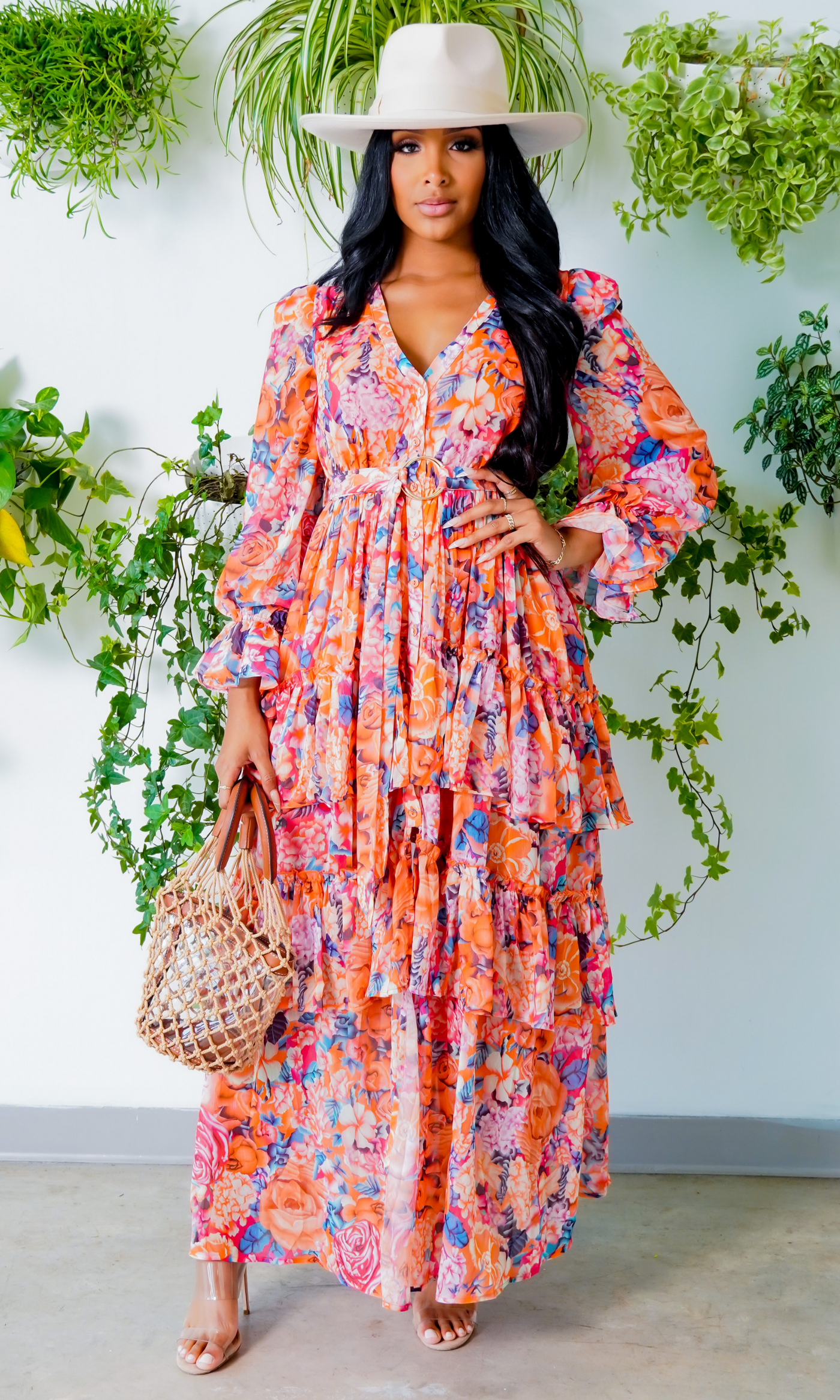 Bouquet of Flowers| Floral Long Dress FINAL SALE - Cutely Covered