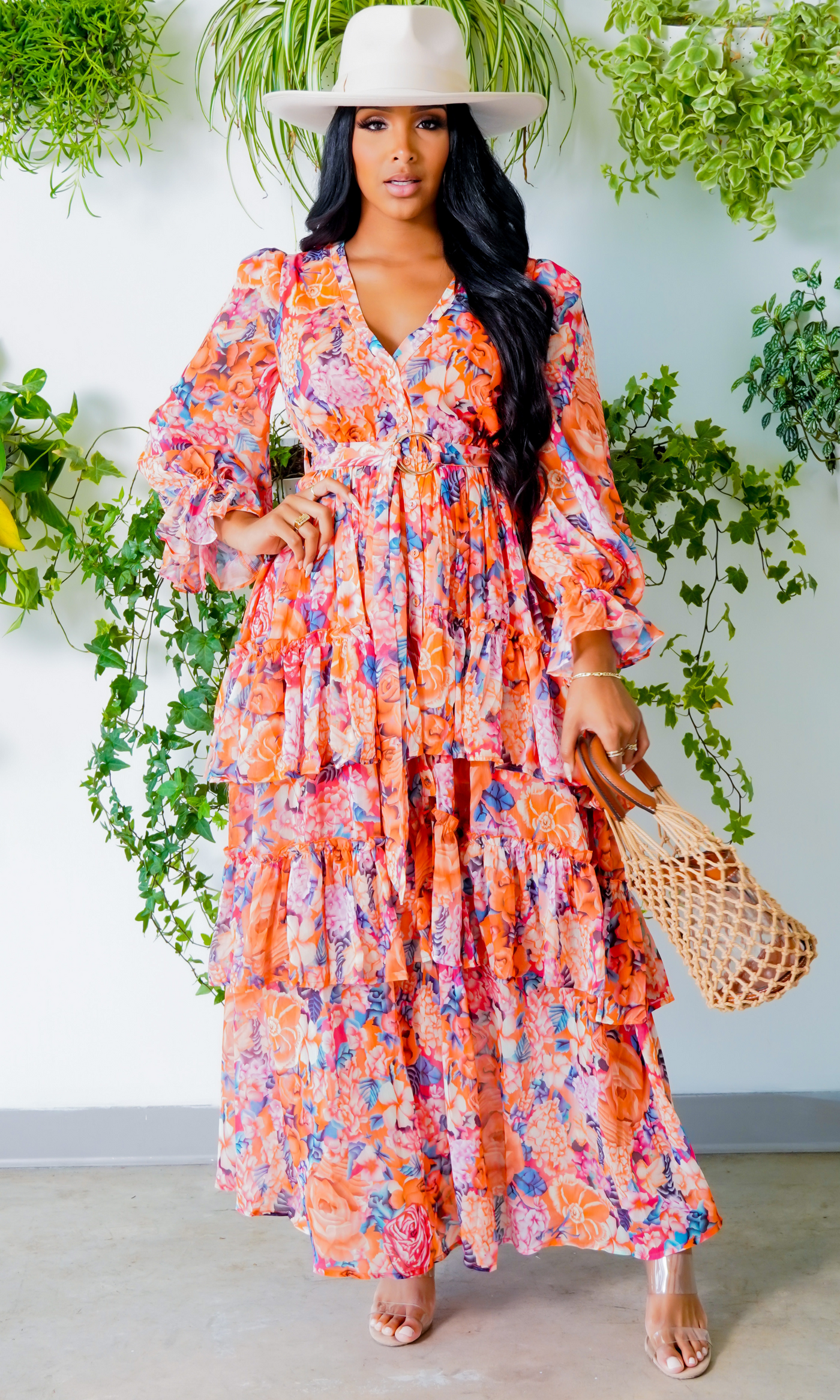 Bouquet of Flowers| Floral Long Dress FINAL SALE - Cutely Covered