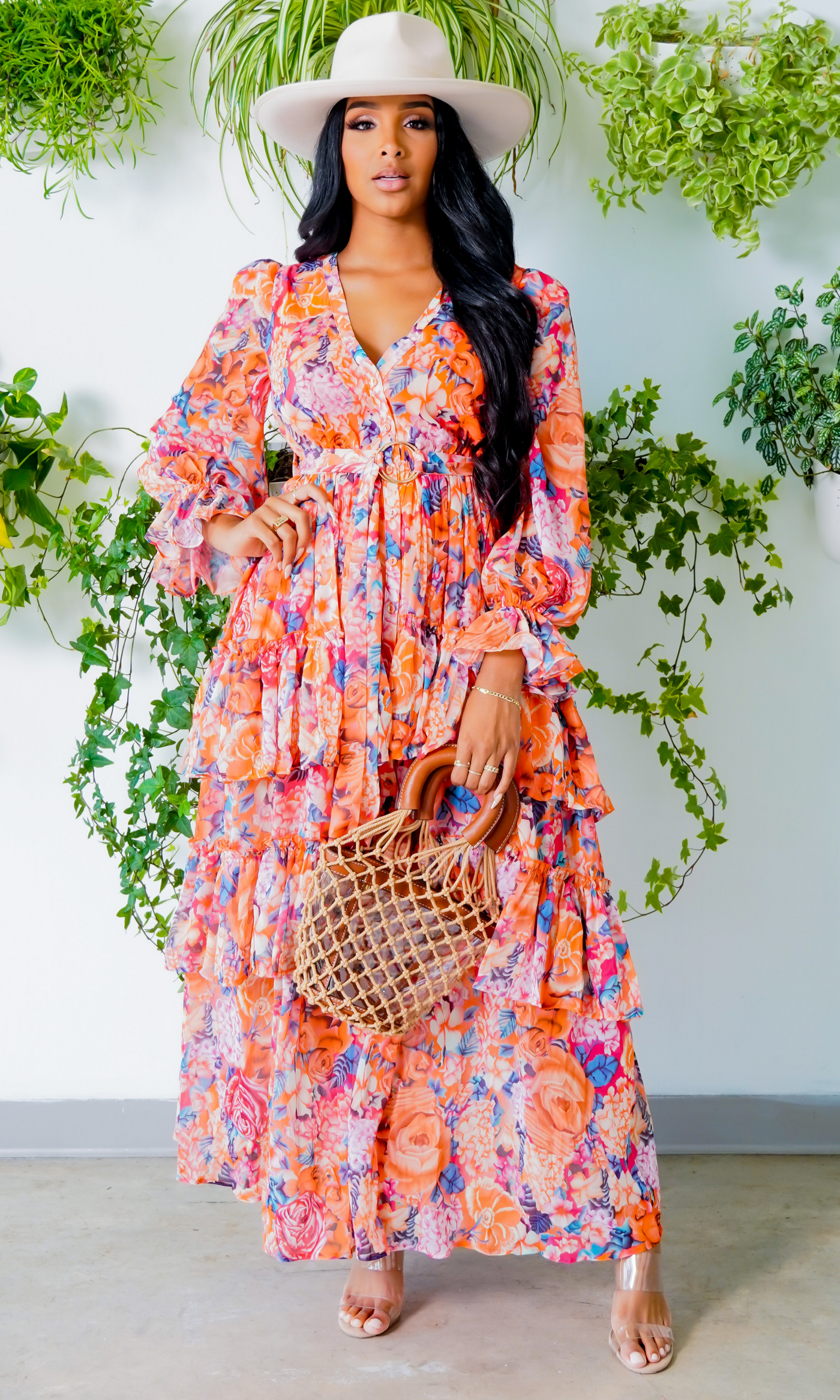 Bouquet of Flowers| Floral Long Dress FINAL SALE - Cutely Covered