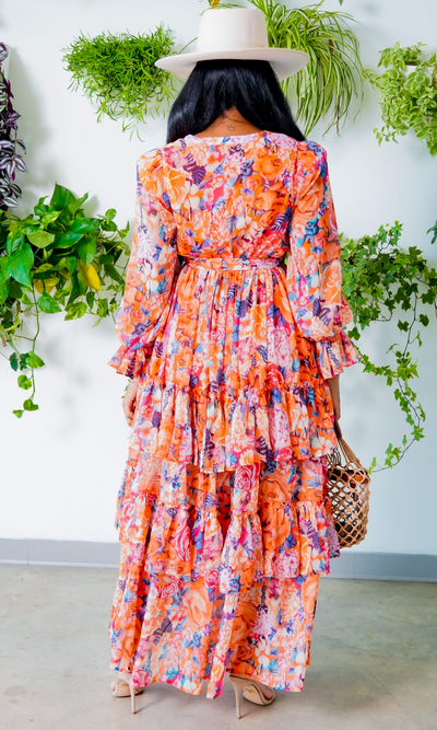 Bouquet of Flowers| Floral Long Dress FINAL SALE - Cutely Covered