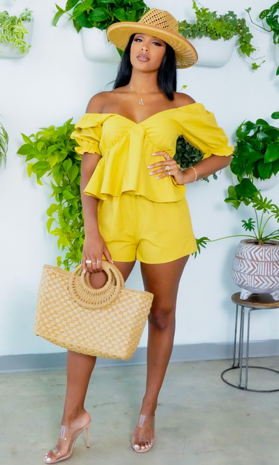 Summer Days | Two Piece Linen Set - Yellow - Cutely Covered