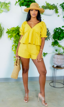 Summer Days | Two Piece Linen Set - Yellow - Cutely Covered