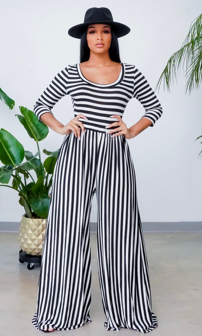 Beauty Is Her Name 2 l Striped Jumpsuit - Cutely Covered