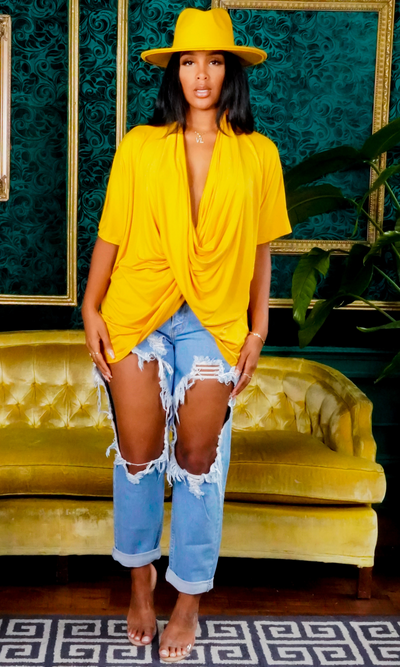 Beaux Blouse-  Mustard - Cutely Covered