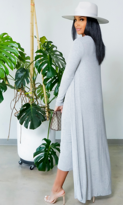 Slay Bae | Cardigan Dress Set - Grey - Cutely Covered