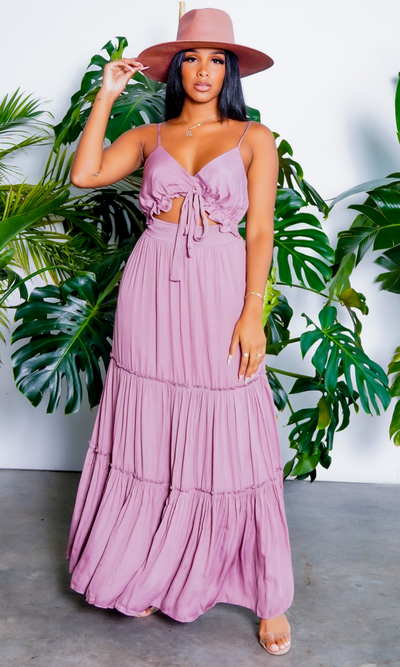 Sun Dress |Cutout Stretch Dress - Mauve - Cutely Covered