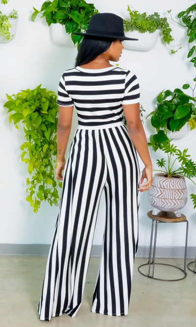 Beauty Short Sleeve l Striped Jumpsuit - Cutely Covered
