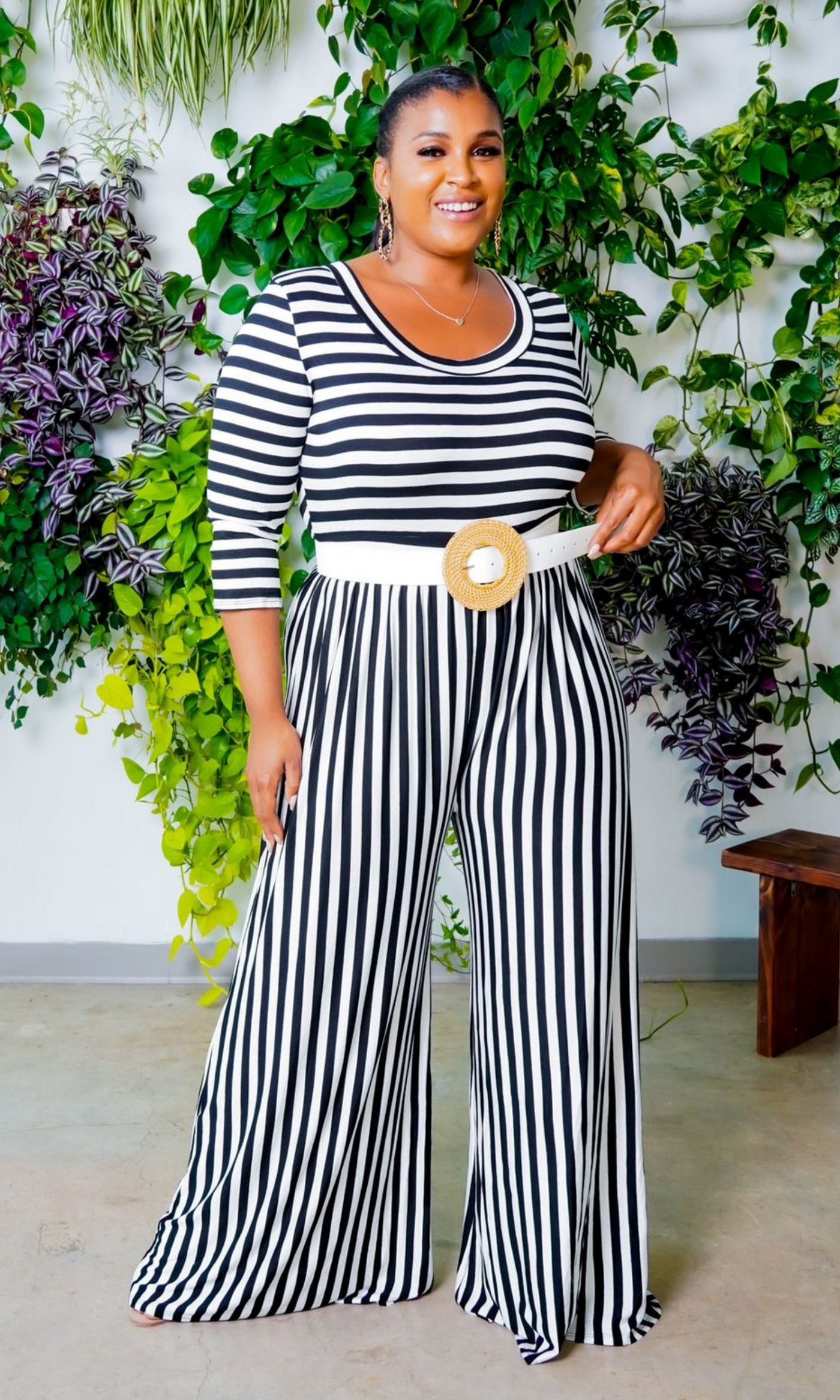 Beauty Is Her Name 2 l Striped Jumpsuit - Cutely Covered